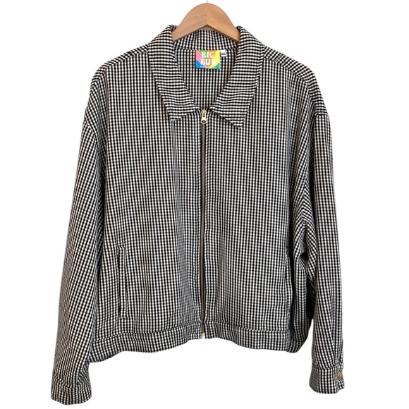 BIG BUD PRESS Ricky Checked Flight Jacket Black & White Full Zip - Picture 6 of 15